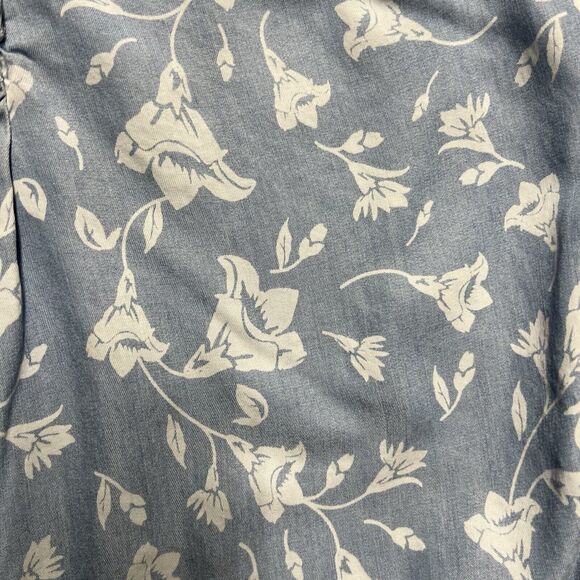 Kut from the Kloth Chambray Denim Shirt Dress Women's Small Blue Floral Pockets - Picture 3 of 8